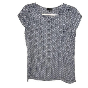 The Limited Blue Short Sleeve Geometric Top